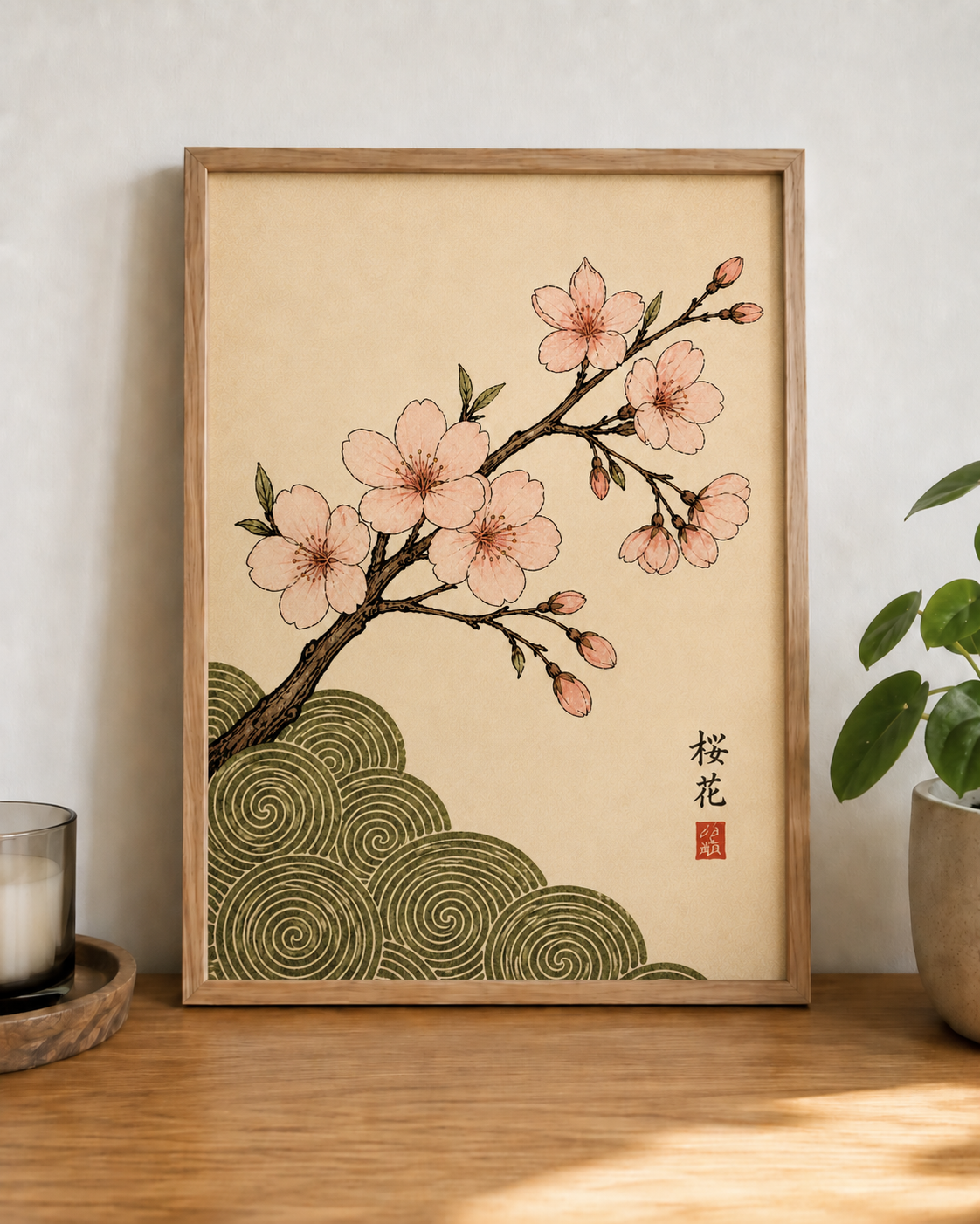 Lot de 3 affiches japonaises A3 – Sakura, Bonsaï & Mont Fuji