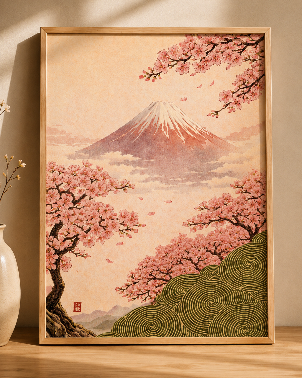 Affiche Japonaise Mont Fuji & Sakura