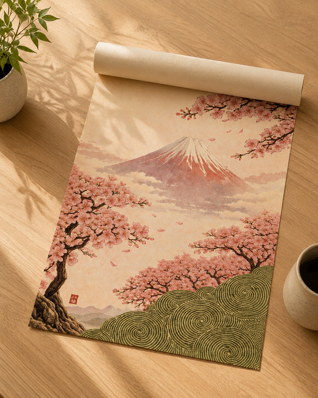 Affiche Japonaise Mont Fuji & Sakura