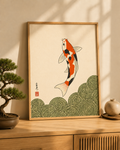Affiche Japonaise Carpe Koï & Vagues