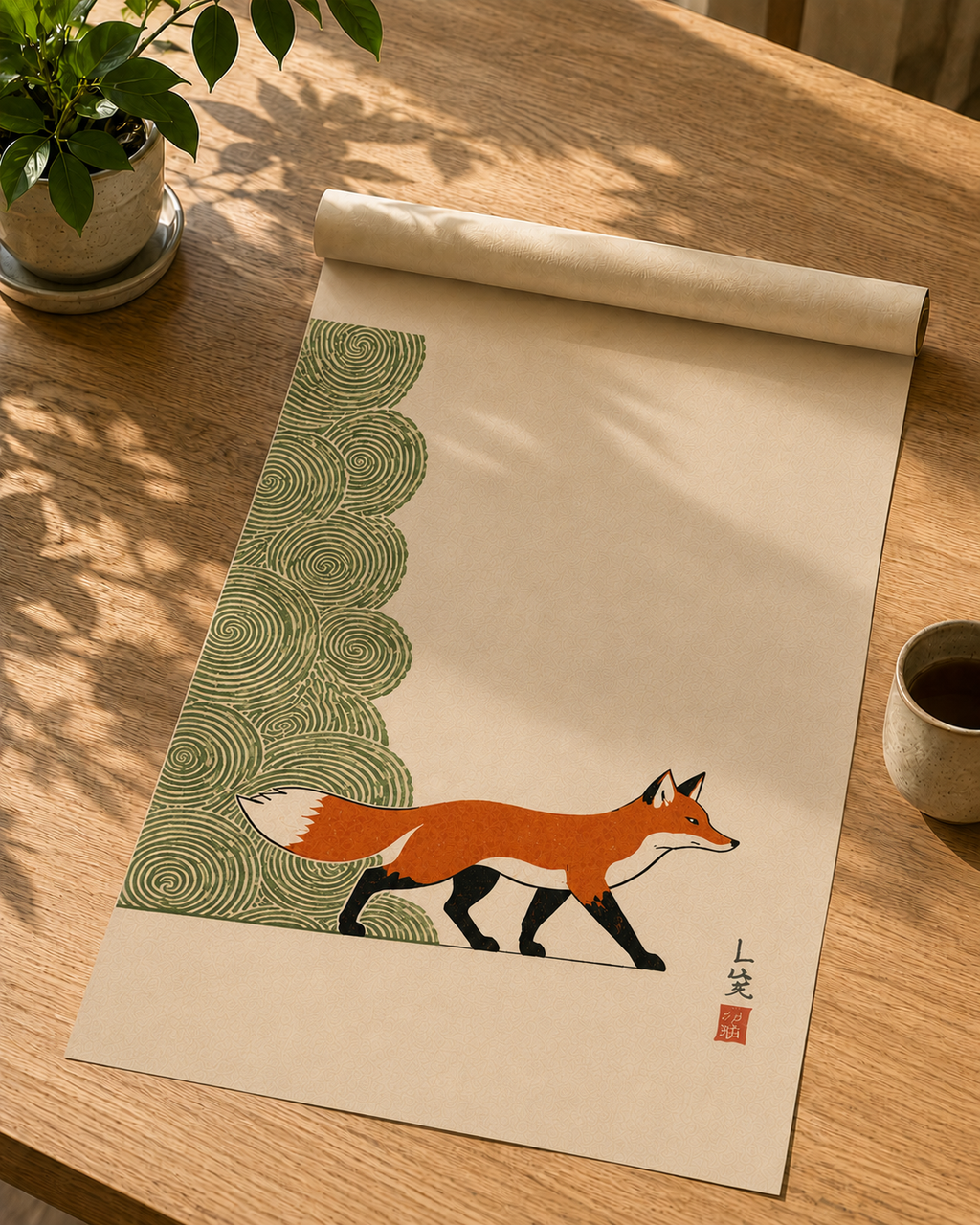 Affiche Japonaise Renard – Poster Zen Japandi Décoration murale
