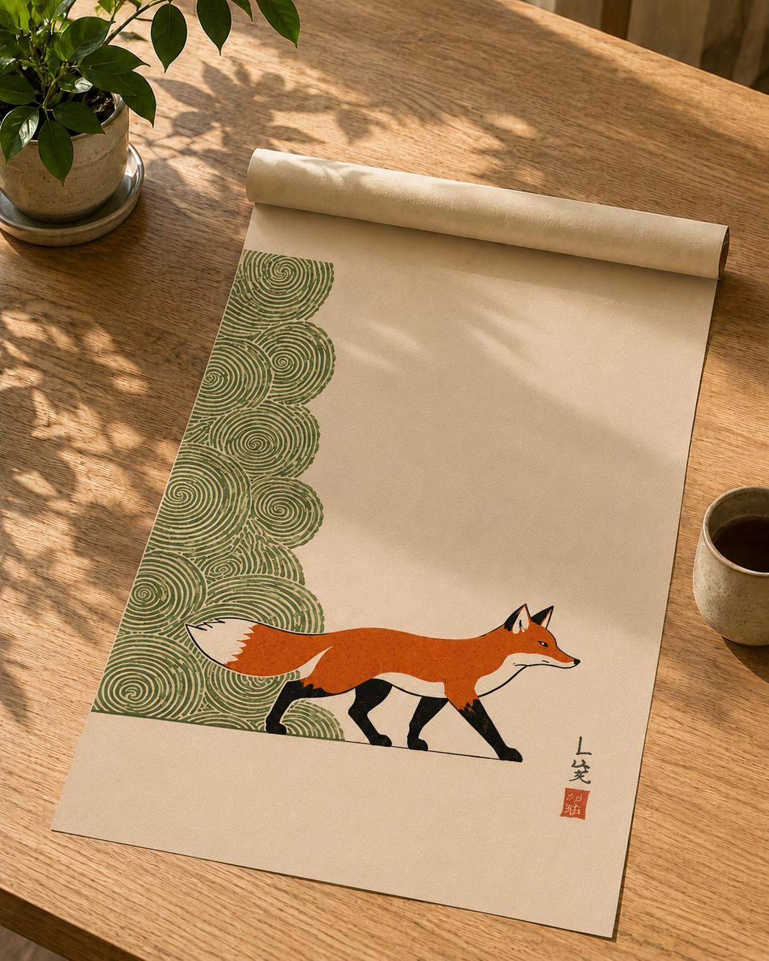 Affiche Japonaise Renard – Poster Zen Japandi Décoration murale
