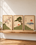 Lot de 3 affiches japonaises A3 – Sakura, Bonsaï & Mont Fuji